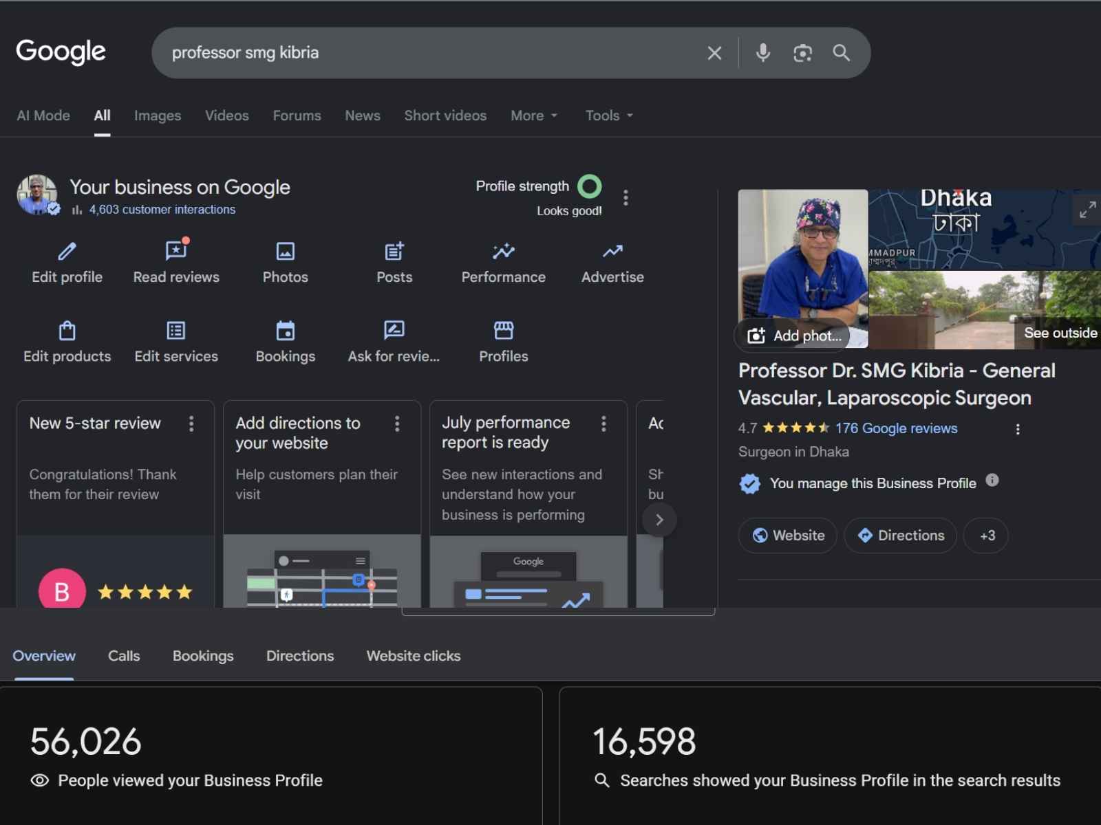 Prof. Dr. SMG Kibria — Google Business Profile — 56,026 views, 176 reviews
