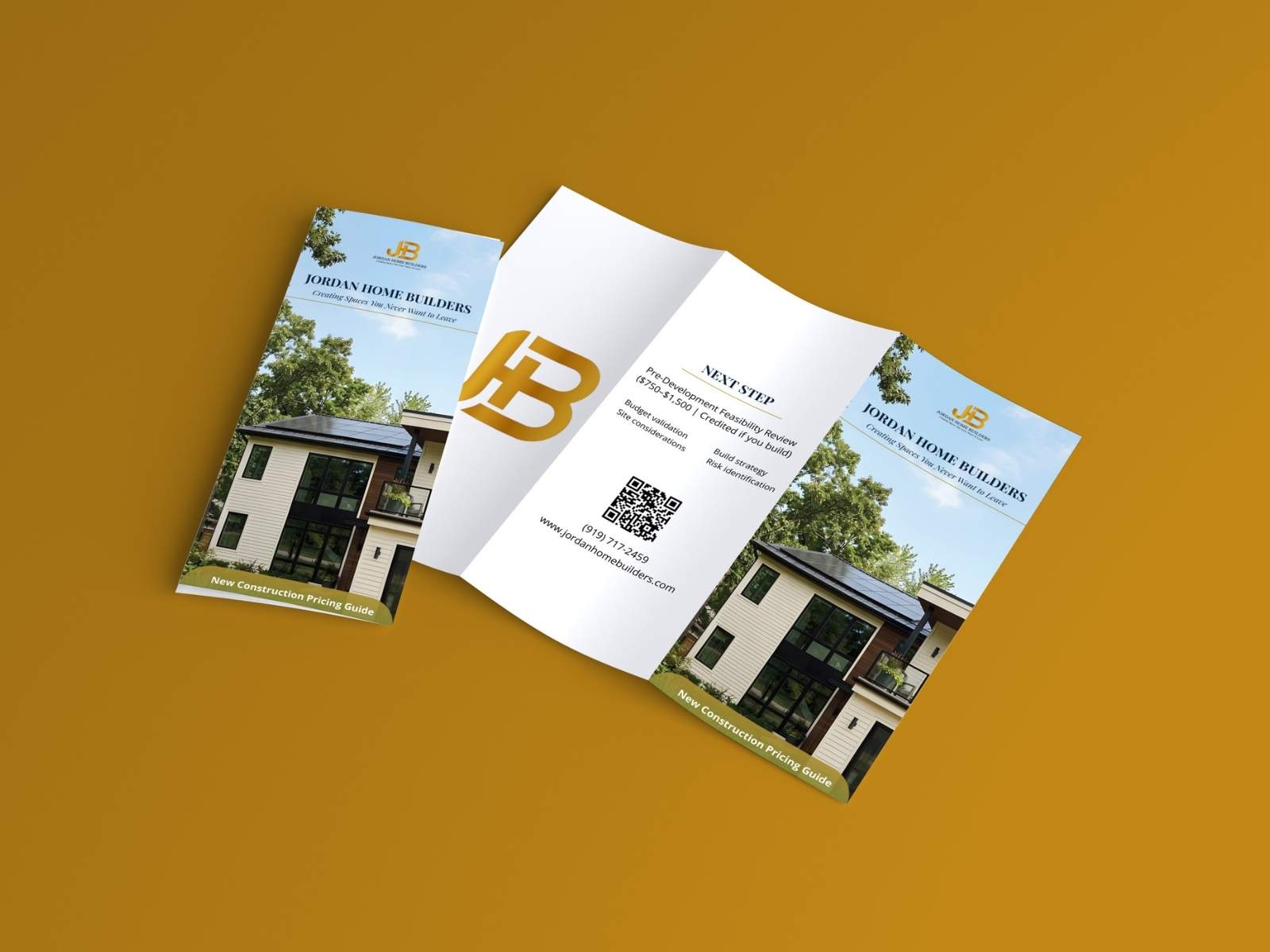 Jordan Home Builders Tri-Fold — New construction pricing guide